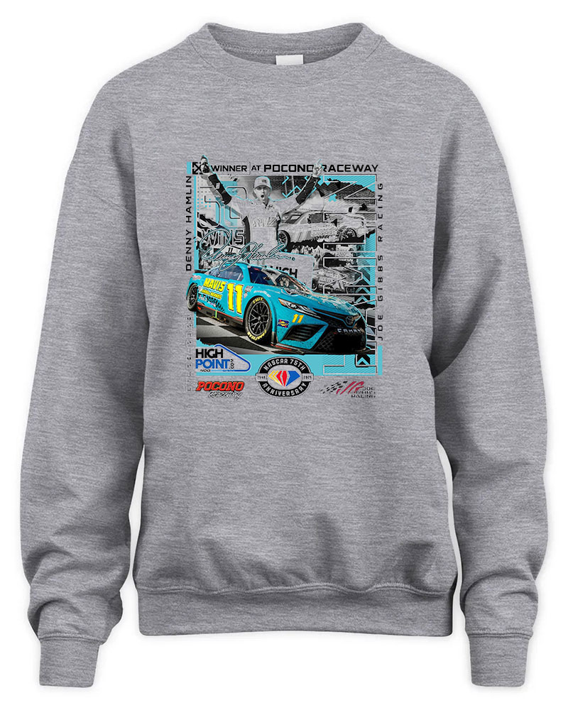 Denny Hamlin 400 Race Winner Graphic Tee Unisex Sweatshirt-Sport Grey