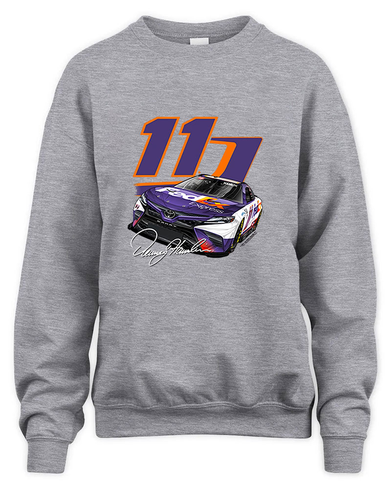 Denny Hamlin Car Graphic Tee Unisex Sweatshirt-Sport Grey