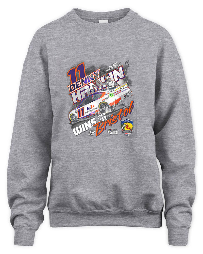 Denny Hamlin Night Race Winner Graphic Tee Unisex Sweatshirt-Sport Grey