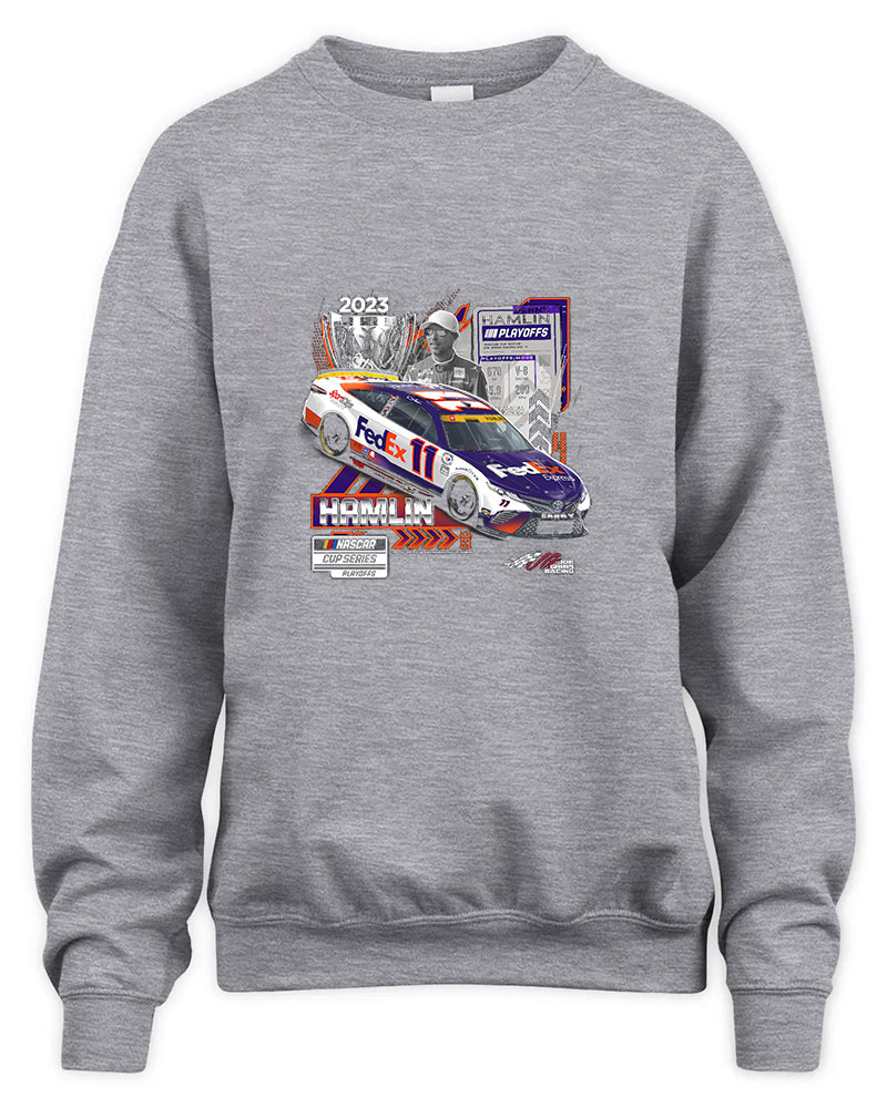 Denny Hamlin Series Playoffs Graphic Tee Unisex Sweatshirt-Sport Grey