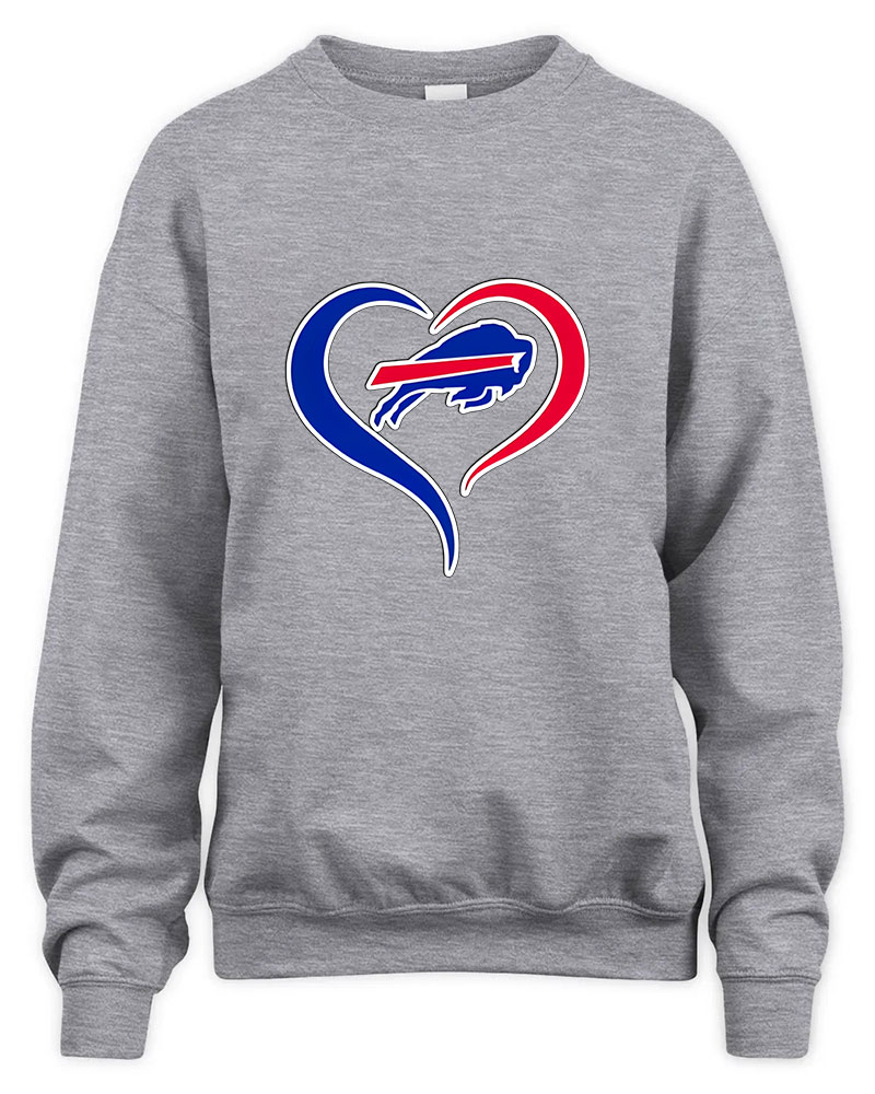 Vintage Bills Love Buffalo Graphic Tee Unisex Sweatshirt-Sport Grey