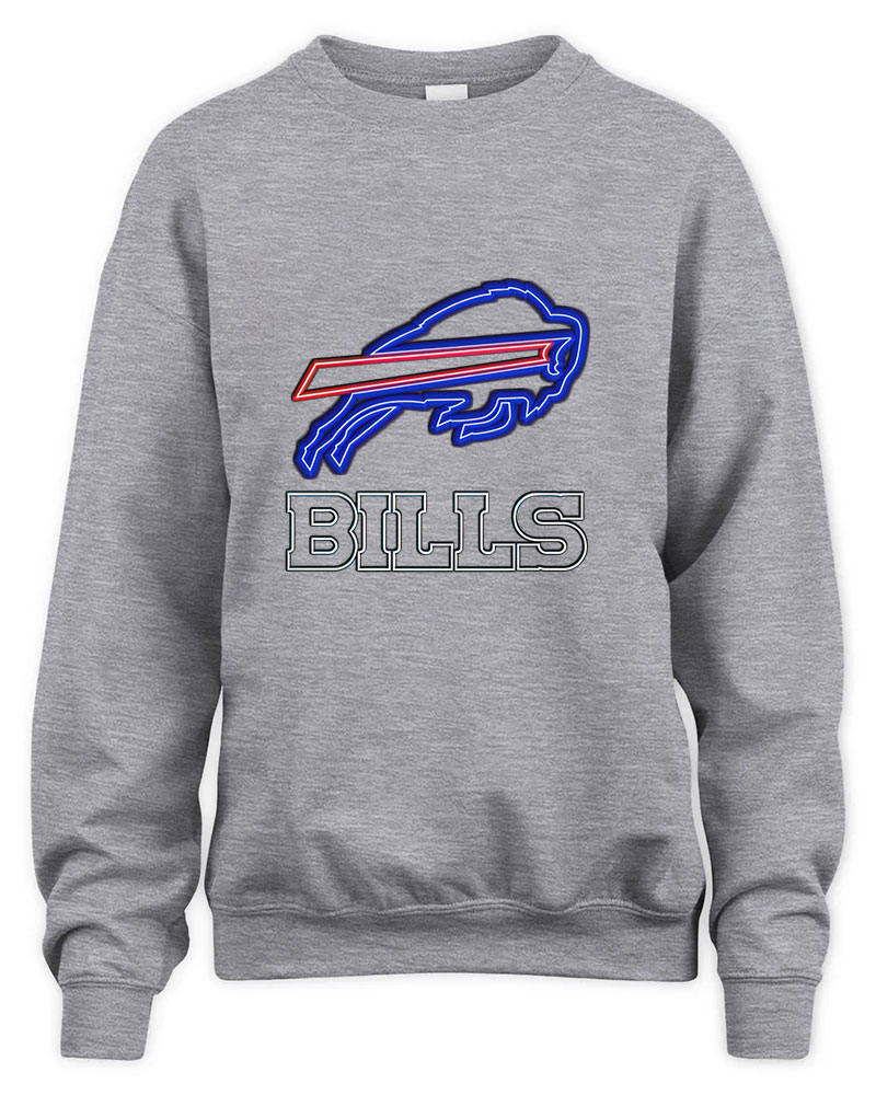 Vintage Buffalo Bills Football Team  Neon Graphic Tee Unisex Sweatshirt-Sport Grey