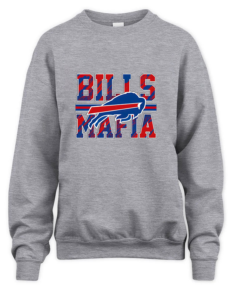 Vintage Buffalo Bills Mafia Graphic Tee Unisex Sweatshirt-Sport Grey