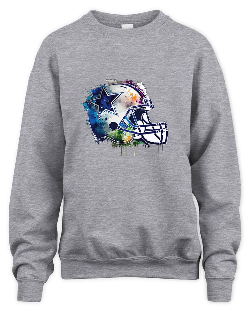 Vintage Dallas Cowboys Helmet Retro Graphic Tee Unisex Sweatshirt-Sport Grey