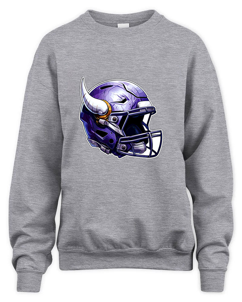 Vintage Minnesota Vikings Helmet Graphic Tee Unisex Sweatshirt-Sport Grey