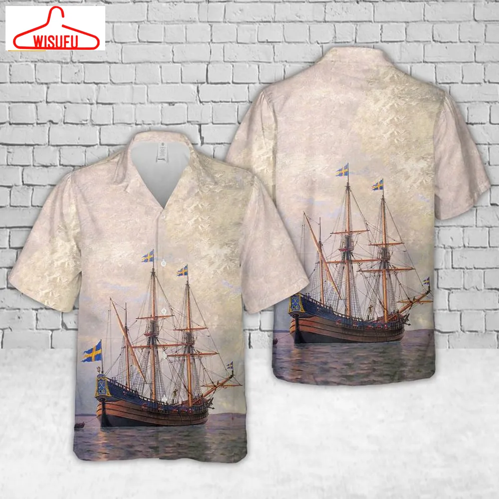 Swedish Navy Kalmar Nyckel Hawaiian Shirt, New Fashion Gifts