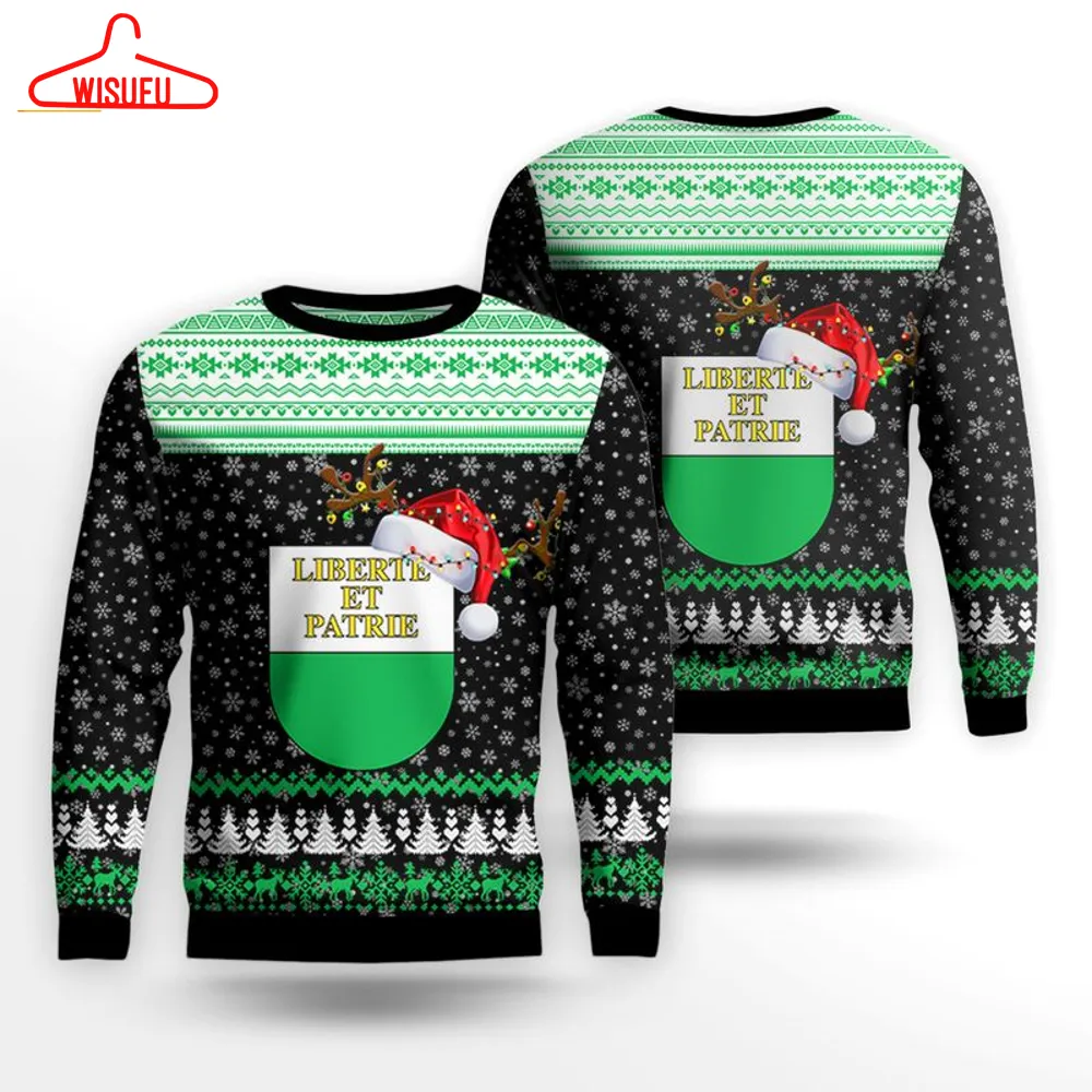 Switzerland Canton Of Vaud Liberte Et Patrie Ugly Christmas Sweater