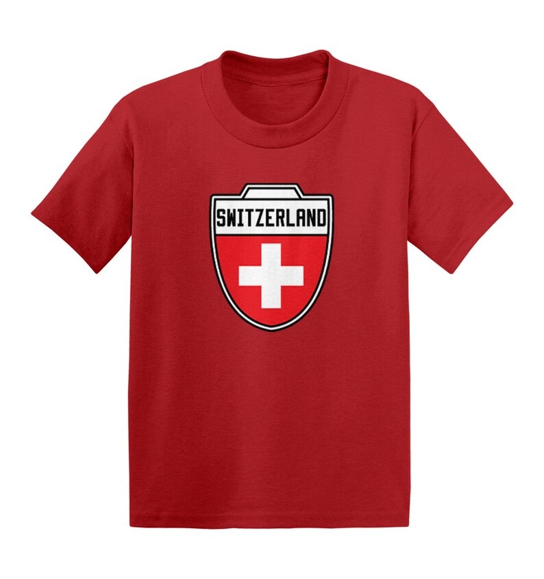 Switzerland Soccer Crest Kid's T-Shirt - Country Pride Proud Heritage Nationality Compete World Competition Represent Futbol Sports