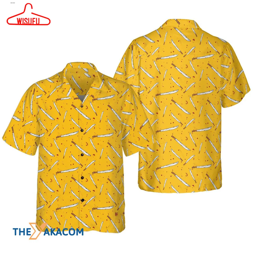 Sword Pattern With Yellow Pattern Halloween Hawaiian Shirt, New Fashion Gifts