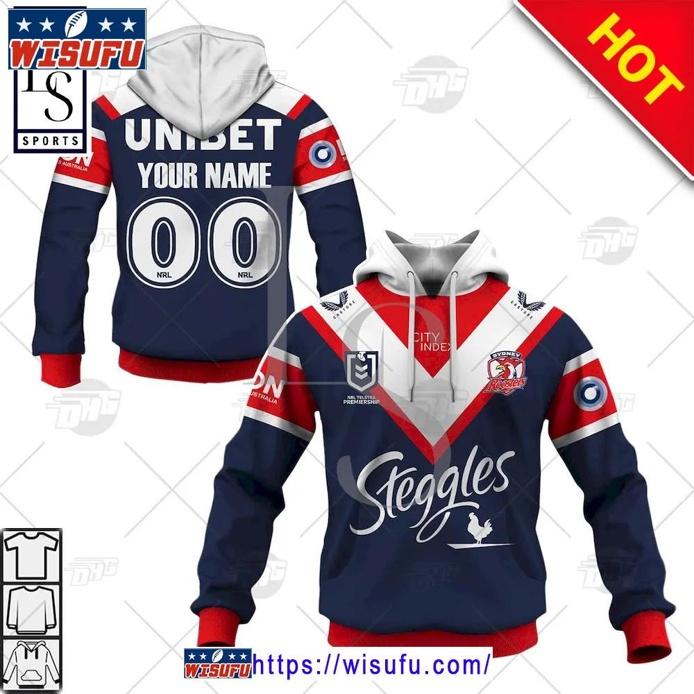 Sydney Roosters Nrl Personalised Home Jersey Hoodie