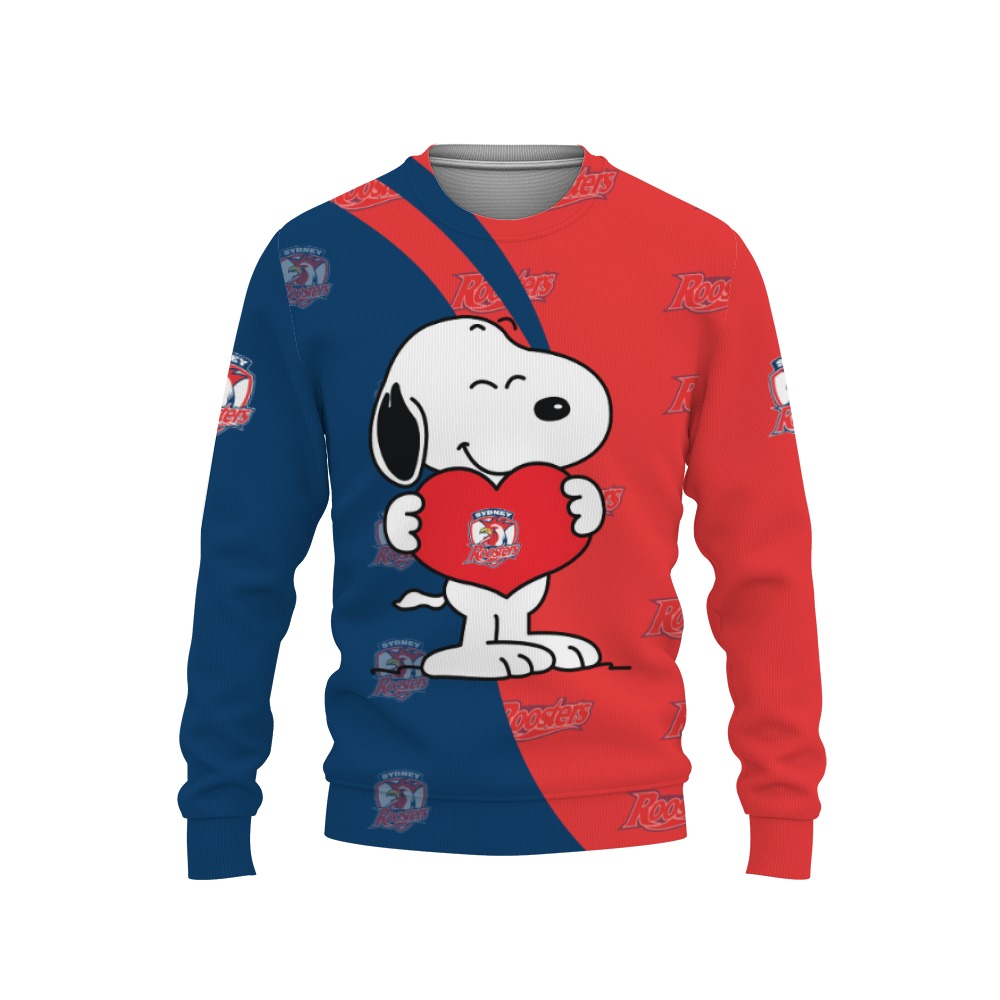 Sydney Roosters Snoopy Cute Heart American Sports Team Sweatshirt-3D Sweatshirt