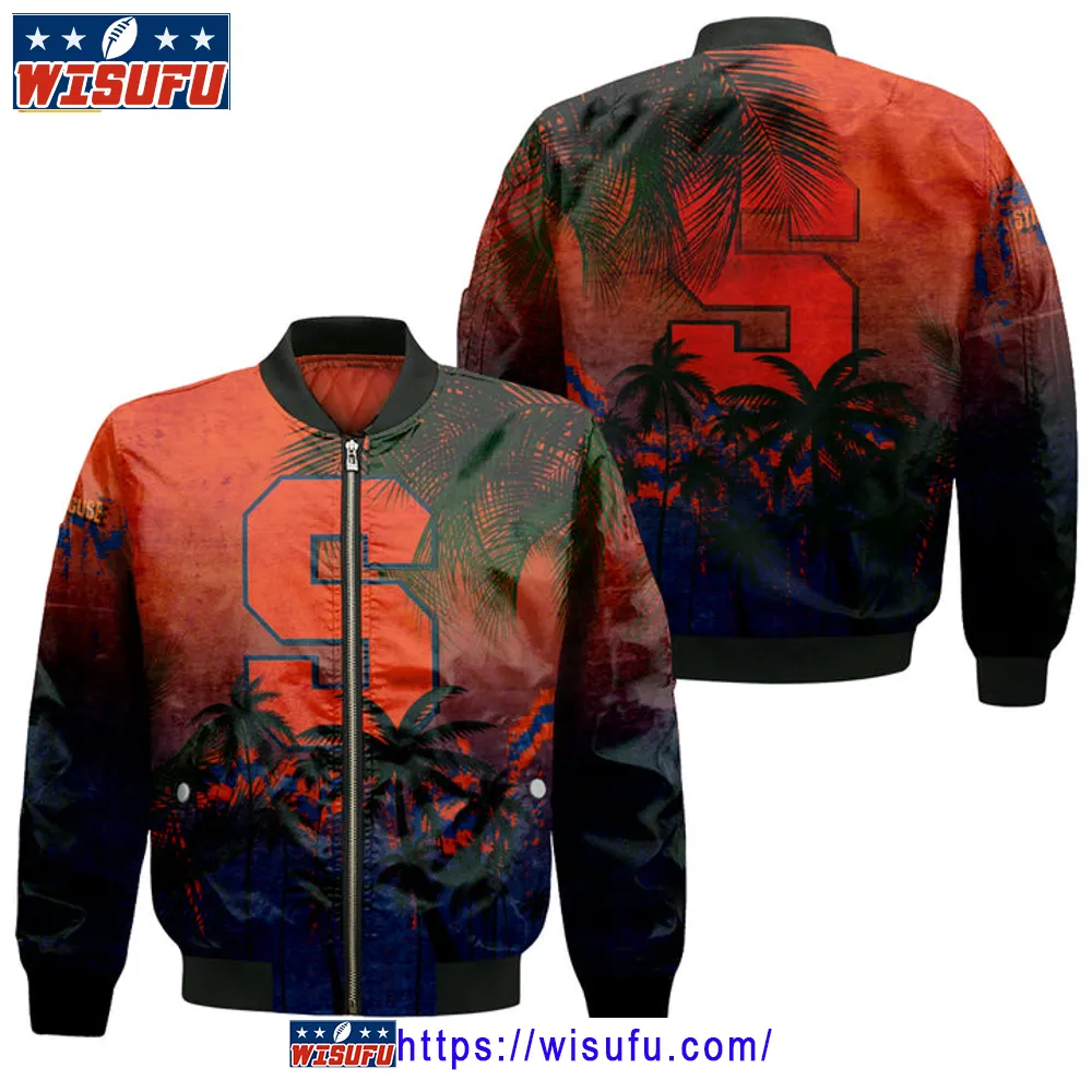 Syracuse Orange Coconut Tree Tropical Grunge Bomber Jacket