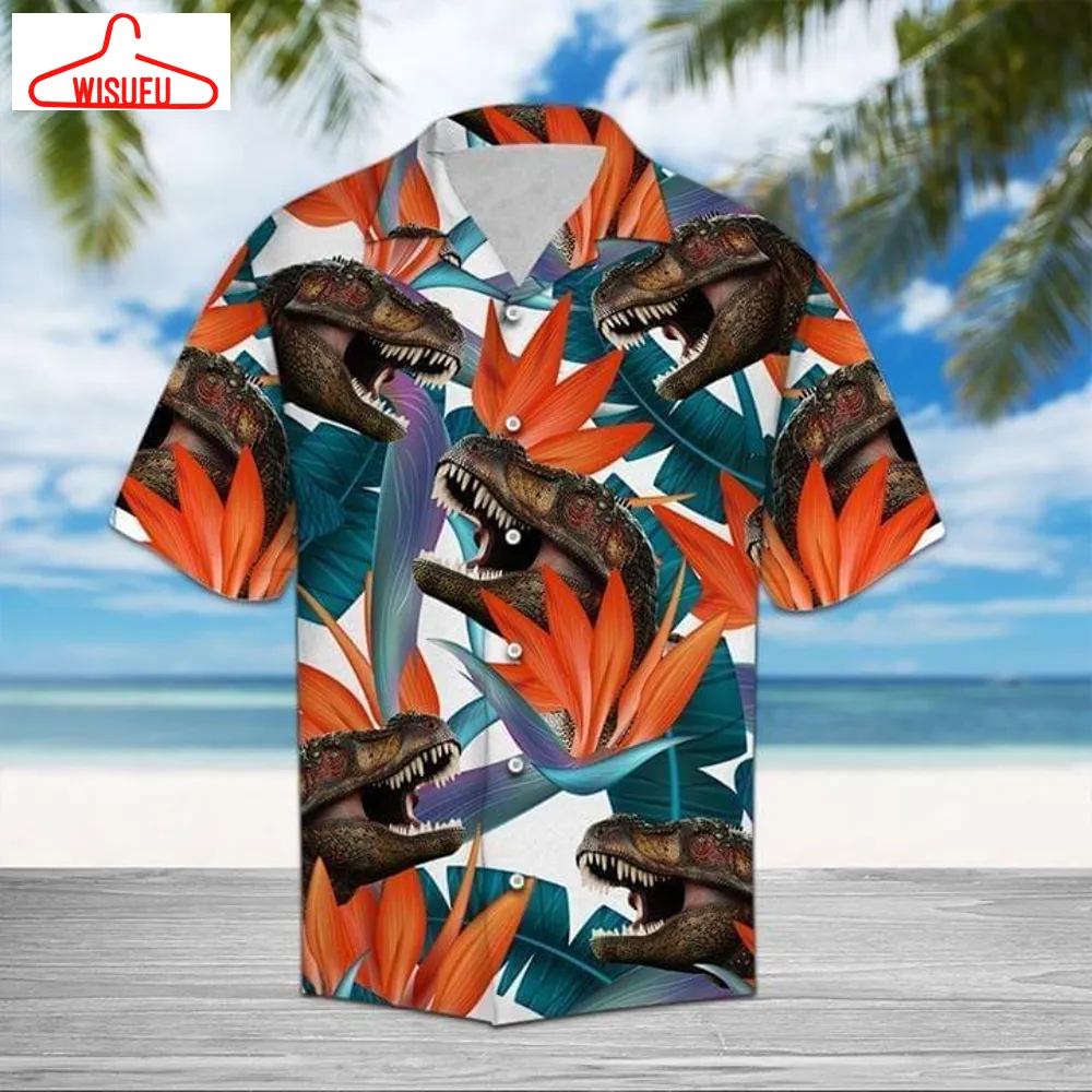 T Rex Dinosaur Tropical Hawaiian Shirt - For Men & Women - New Winter Fashion Shirt Gift For Family, New Fashion Gifts