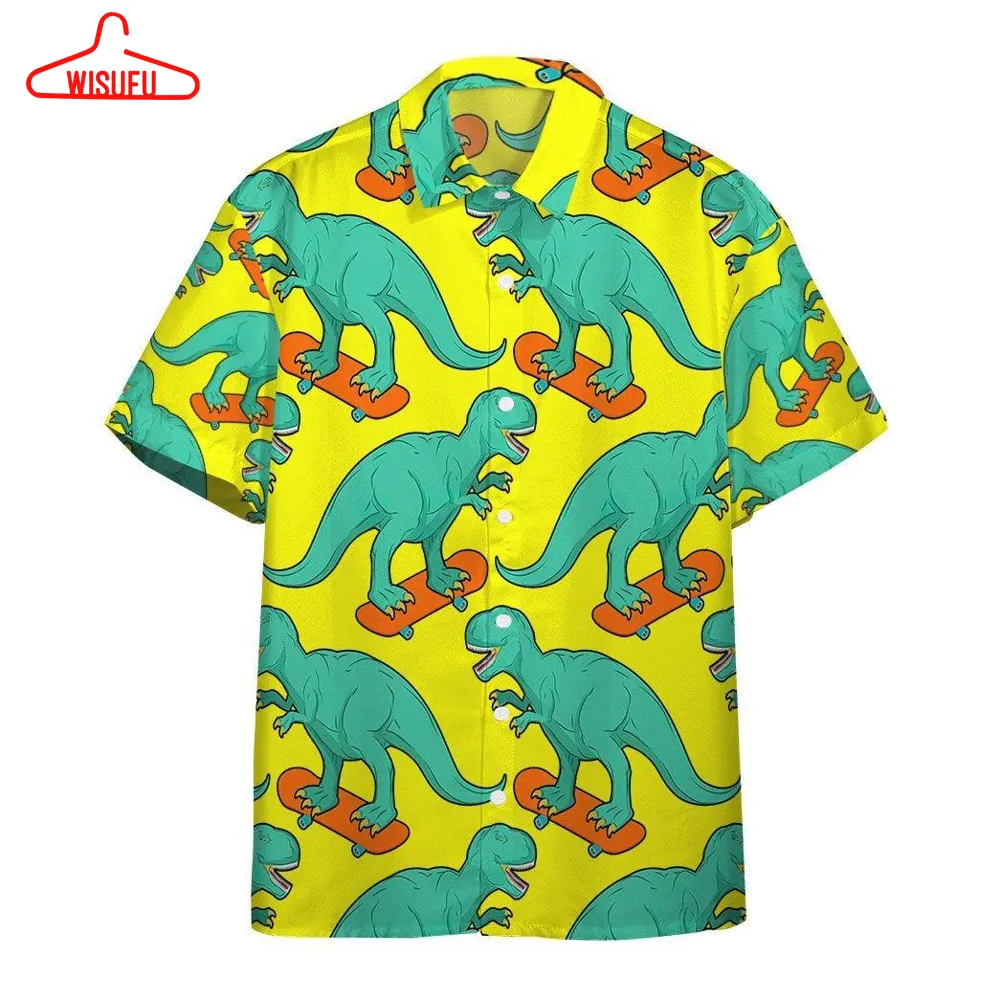 T Rex On Skateboard Hawaiian Shirt - For Men & Women - New Winter Fashion Shirt Gift For Family, New Fashion Gifts