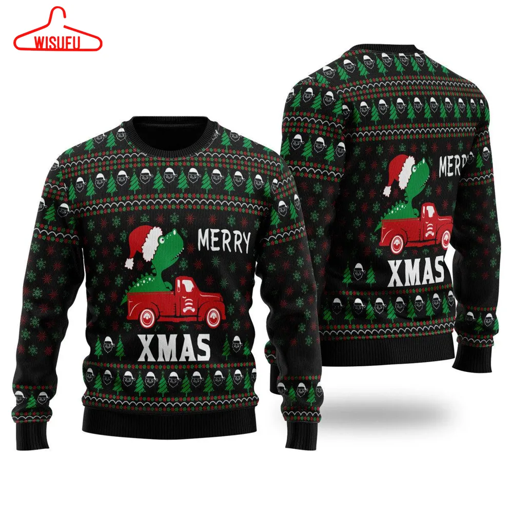 T-rex Merry Xmas Ugly Christmas Sweater - For Men & Women - New Winter Fashion Shirt Gift For Family