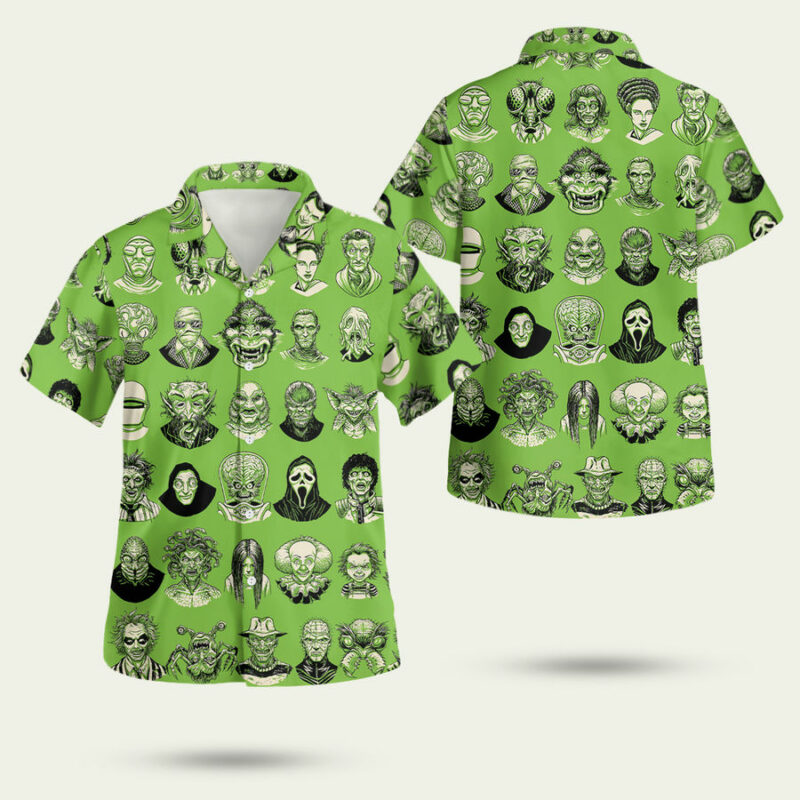 THE MONSTERS HORROR CHARACTER FACE HAWAIIAN SHIRT