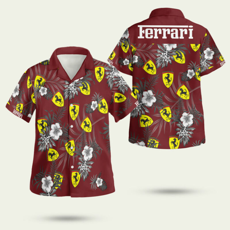 TLMUS FERRARI HAWAIIAN SHIRT