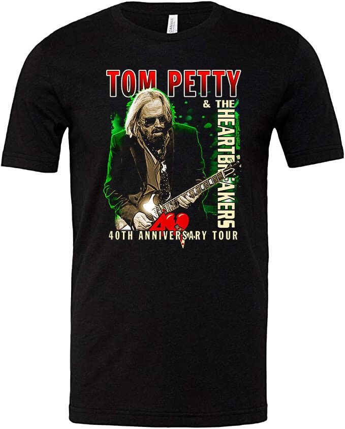 TOM PETTY AND THE HEART BREAKERS 40TH ANNIVERSATY TOUR BLACK T-SHIRT