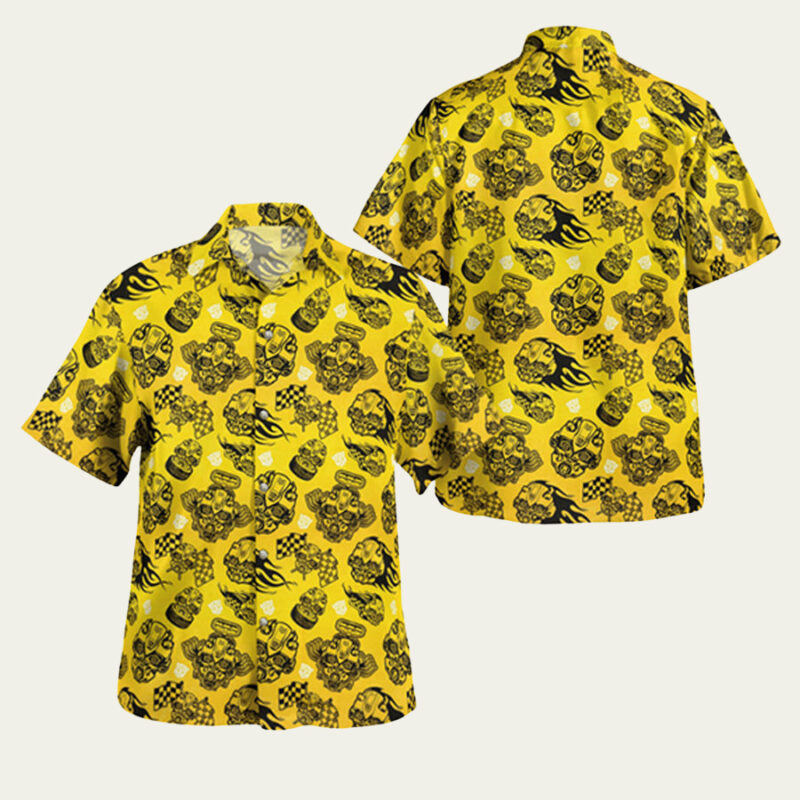 TRANSFORMERS BUMBLEBEE HEAD YELLOW BEACH HAWAIIAN SHIRT