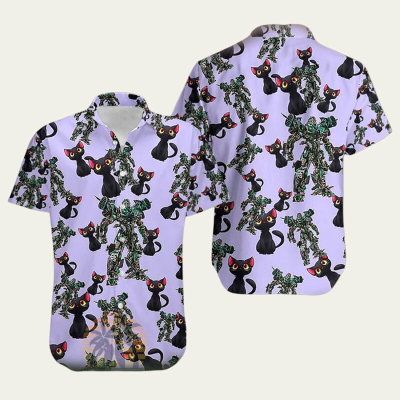 TRANSFORMERS GREEN ROBOT CAT HAWAIIAN SHIRT