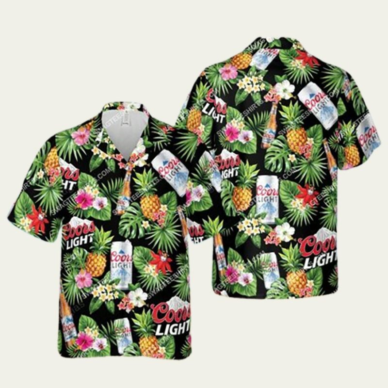 TROPICAL PINEAPPLE COORS LIGHT BEER HAWAIIAN SHIRT