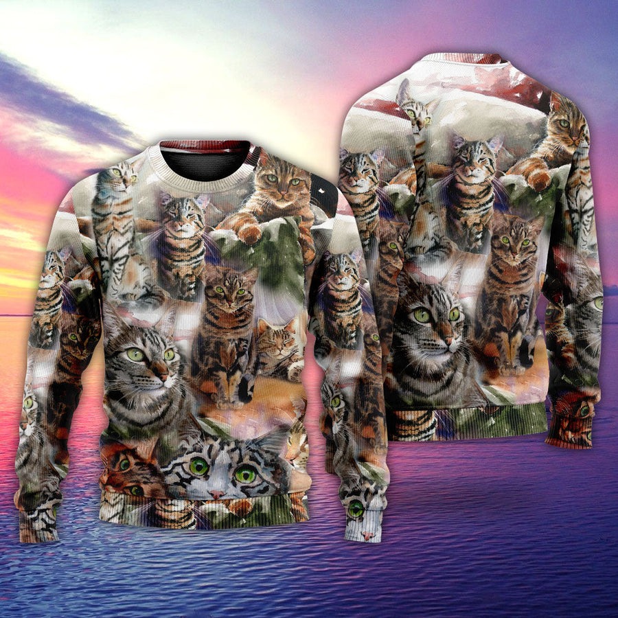 Tabby Cat Art Daily Portrait - Sweater - Ugly Christmas Sweaters