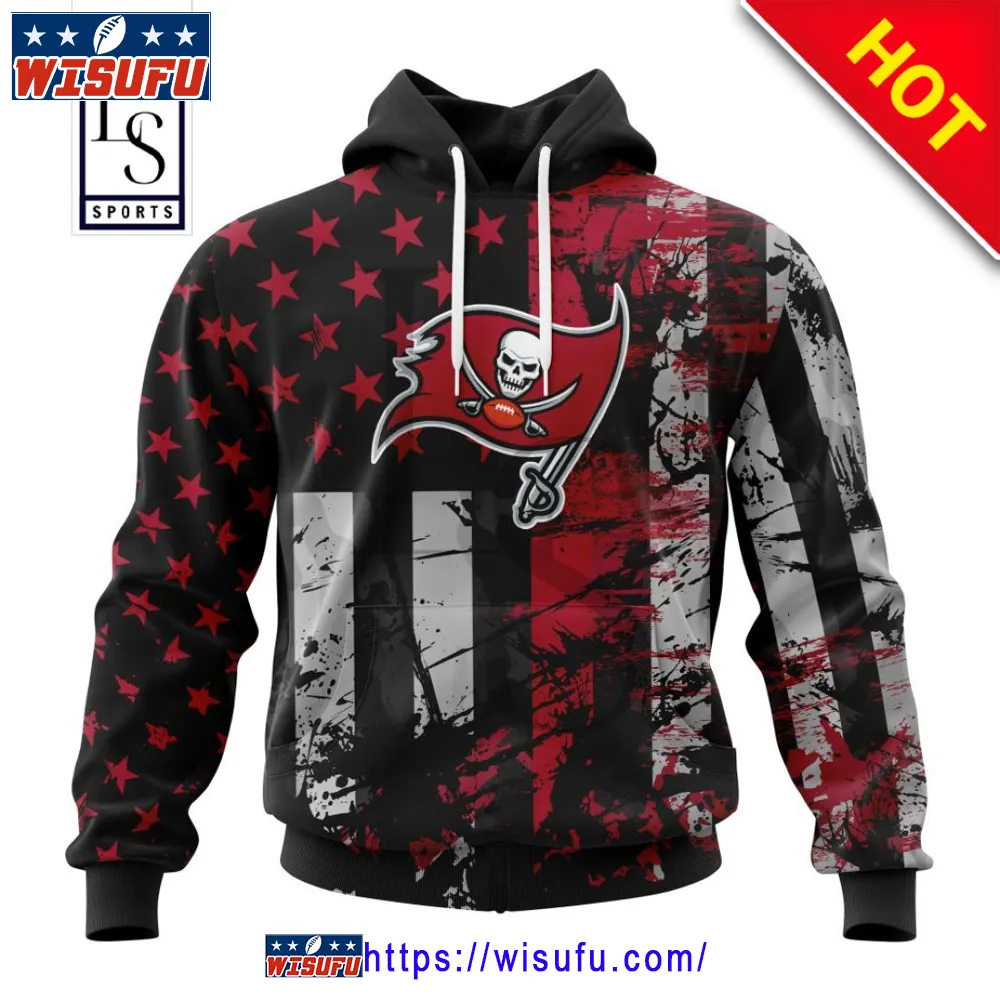 Tampa Bay Buccaneers American Flag Personalized Hoodie 3d