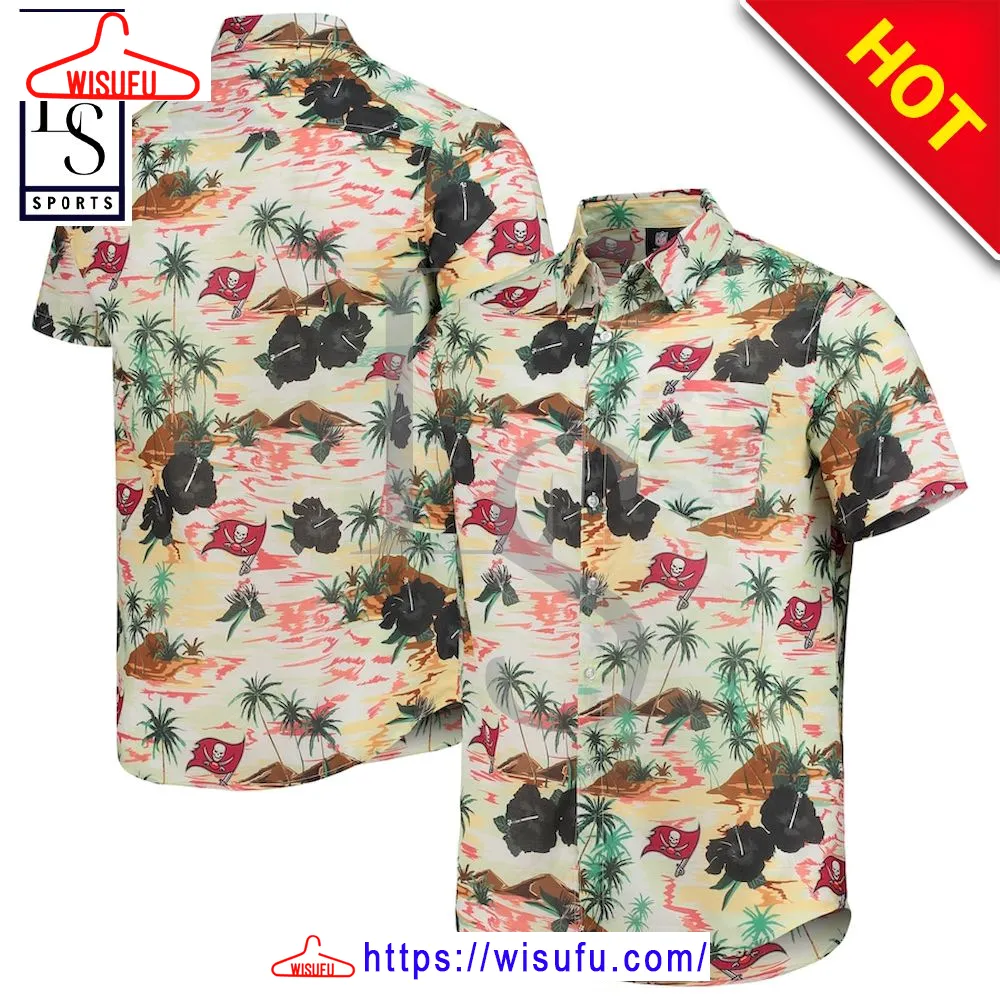 Tampa Bay Buccaneers Cream Paradise Floral Hawaiian Shirt, New Fashion Gifts