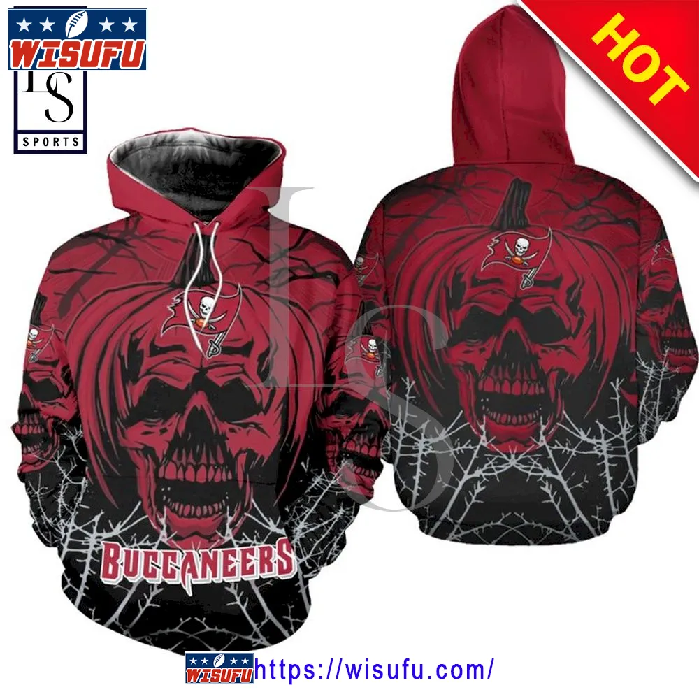 Tampa Bay Buccaneers Halloween Pumpkin Skull NF.L Hoodie 3d