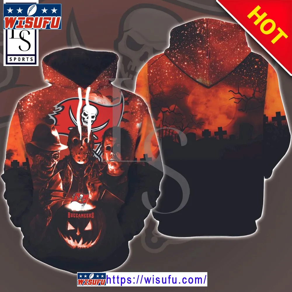 Tampa Bay Buccaneers Michael Myers Jason Voorhees Freddy Krueger In Halloween Galaxy Night Hoodie 3d