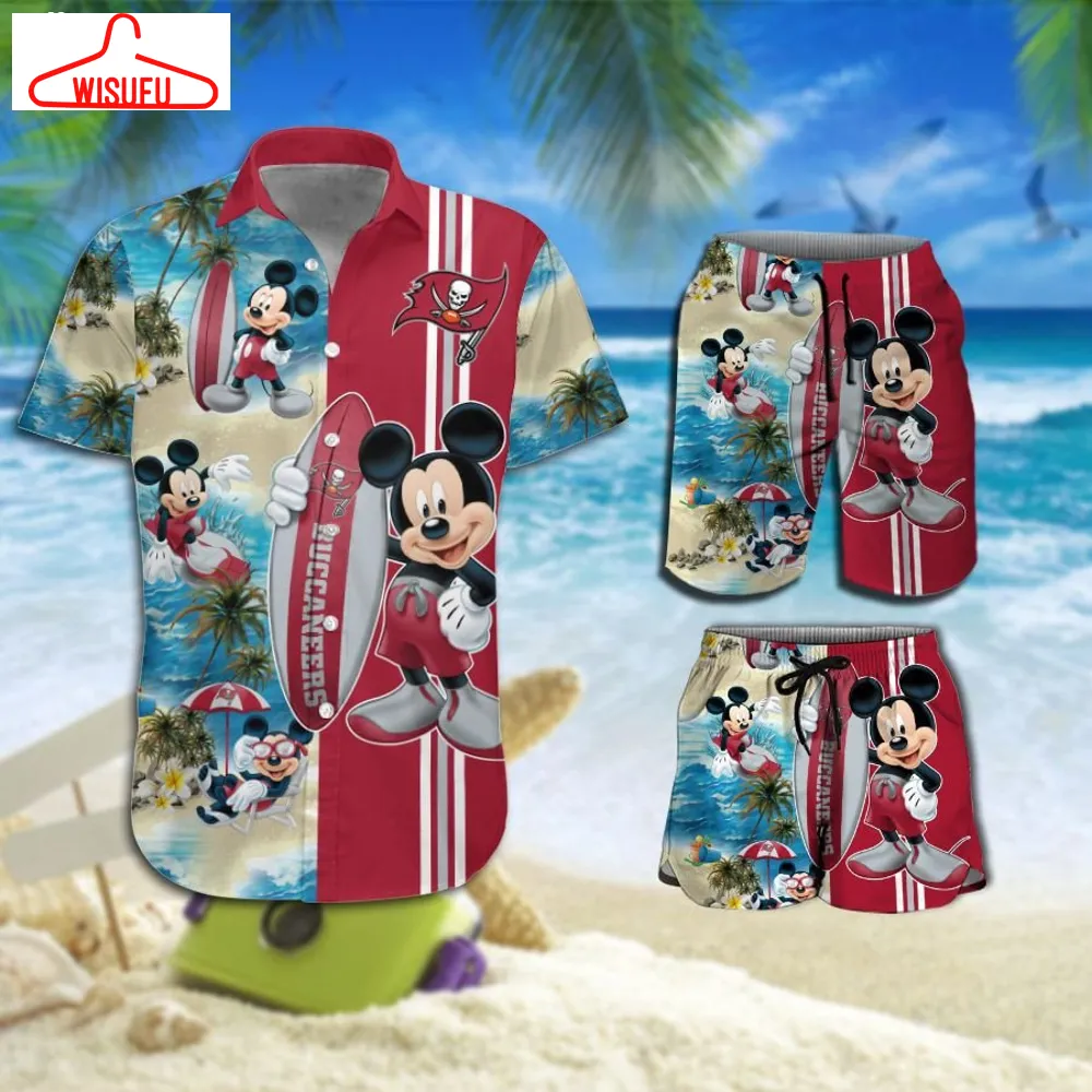 Tampa Bay Buccaneers Mickey Mouse Surfing On The Beach Hawaiian Shirt Beach Short, New Fashion Gifts