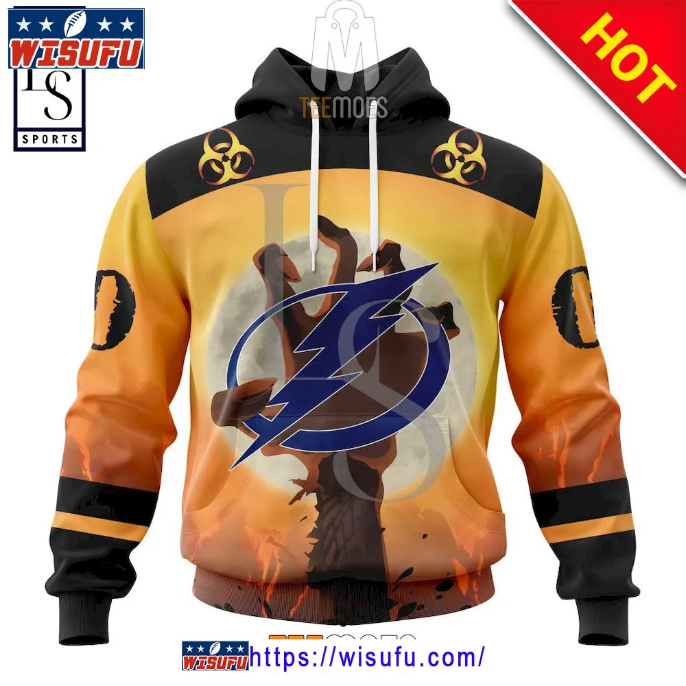 Tampa Bay Lightning Held By Zombie In Halloween Personalized Hoodie