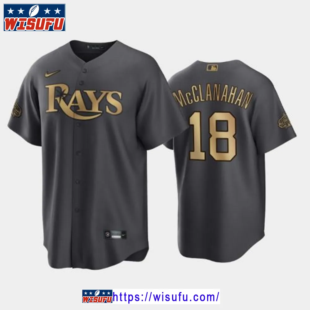 Tampa Bay Rays Shane Mcclanahan 18 2024-23 All-star Game Al Charcoal Jersey