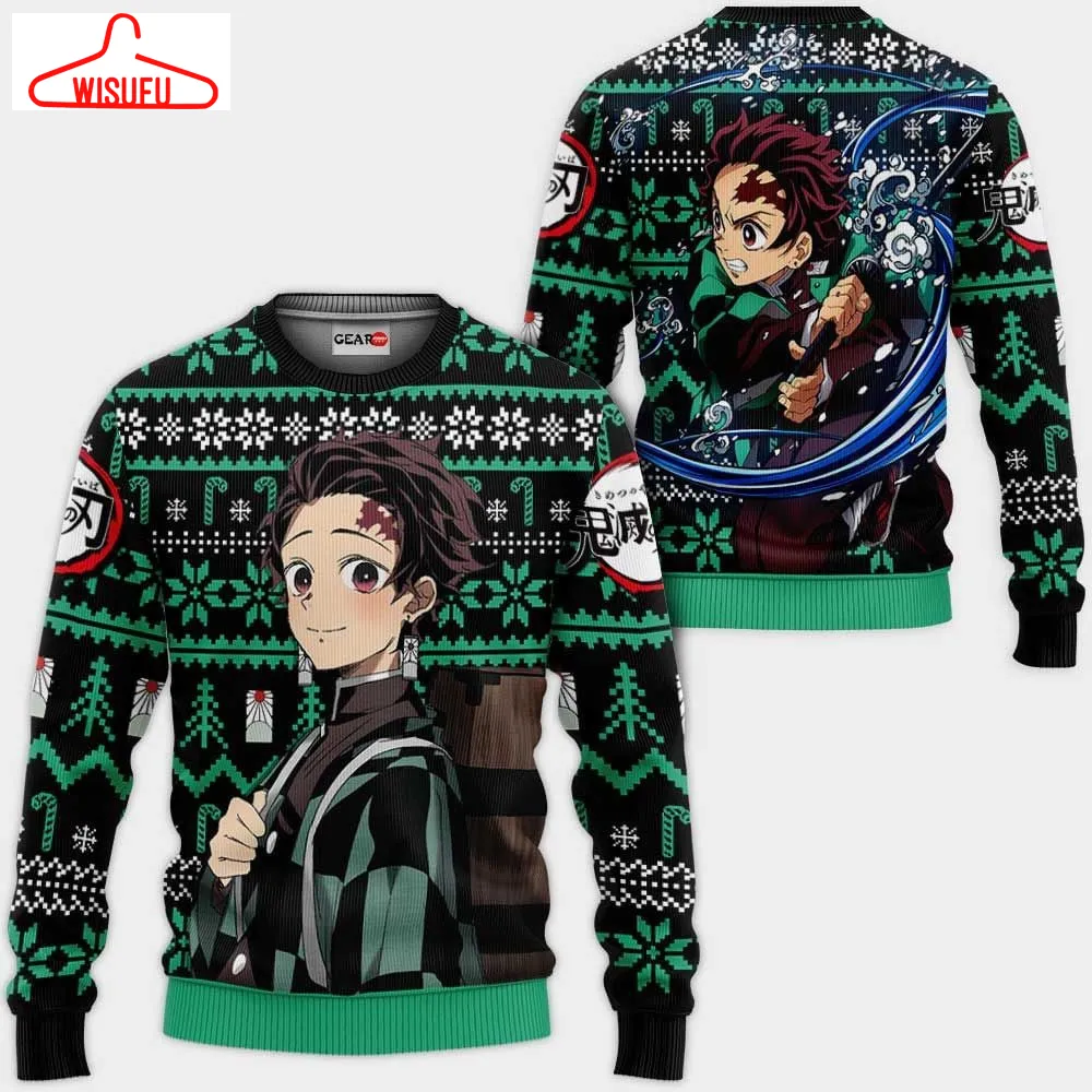 Tanjiro Ugly Christmas Sweater Anime Gifts, Anime Ugly Christmas Sweater Gift For Family