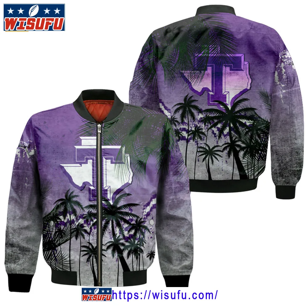 Tarleton State Texans Coconut Tree Tropical Grunge Bomber Jacket