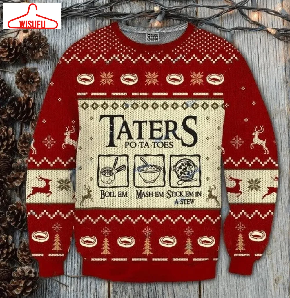 Taters Potatoes Lotr Red Ugly Christmas Sweater, Xmas Sweater, Christmas Gift Sweatshirt