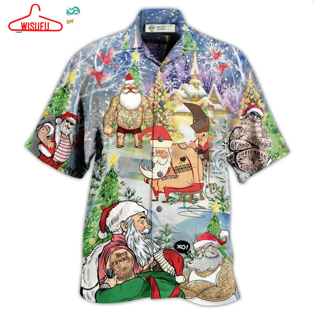 Tattoo Cool Santa Claus Christmas Hawaiian Shirt- Wisufu Aloha