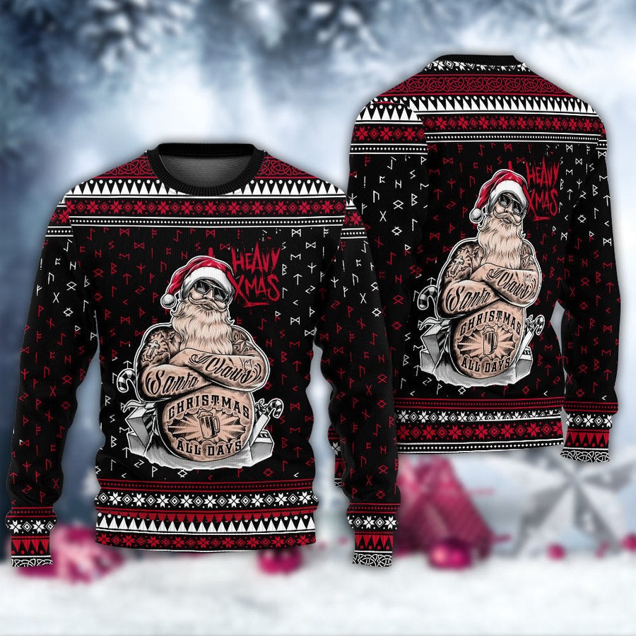 Tattoo Santa Funny Merry Christmas - Sweater - Ugly Christmas Sweaters