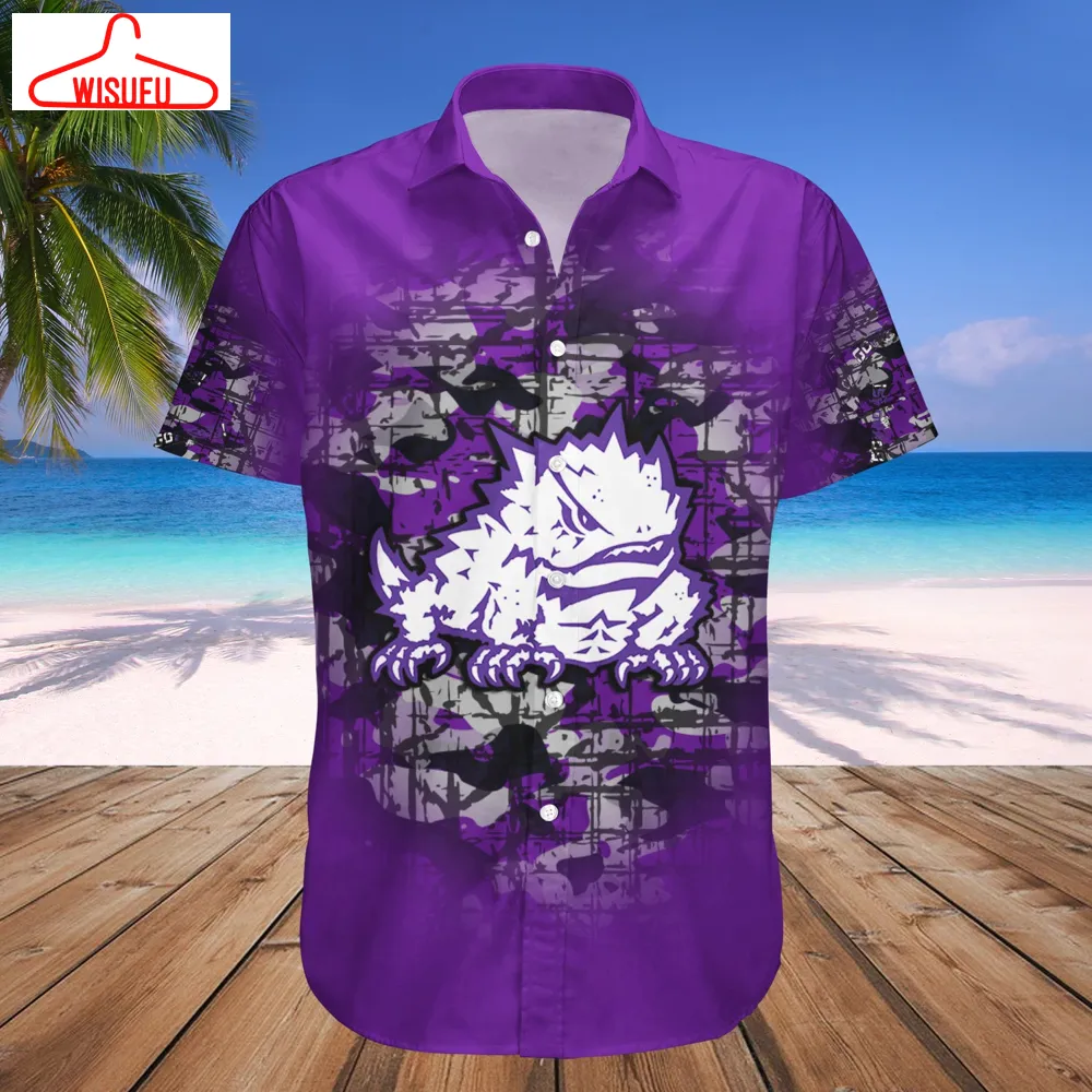 Tcu Horned Frogs Camouflage Vintage Hawaiian Shirt, New Fashion Gifts