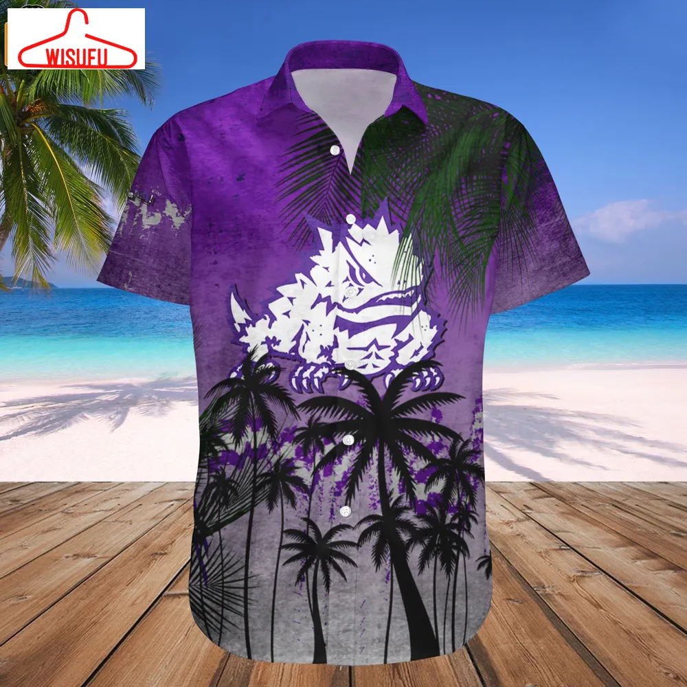 Tcu Horned Frogs Coconut Tree Tropical Grunge Hawaiian Shirt, New Fashion Gifts