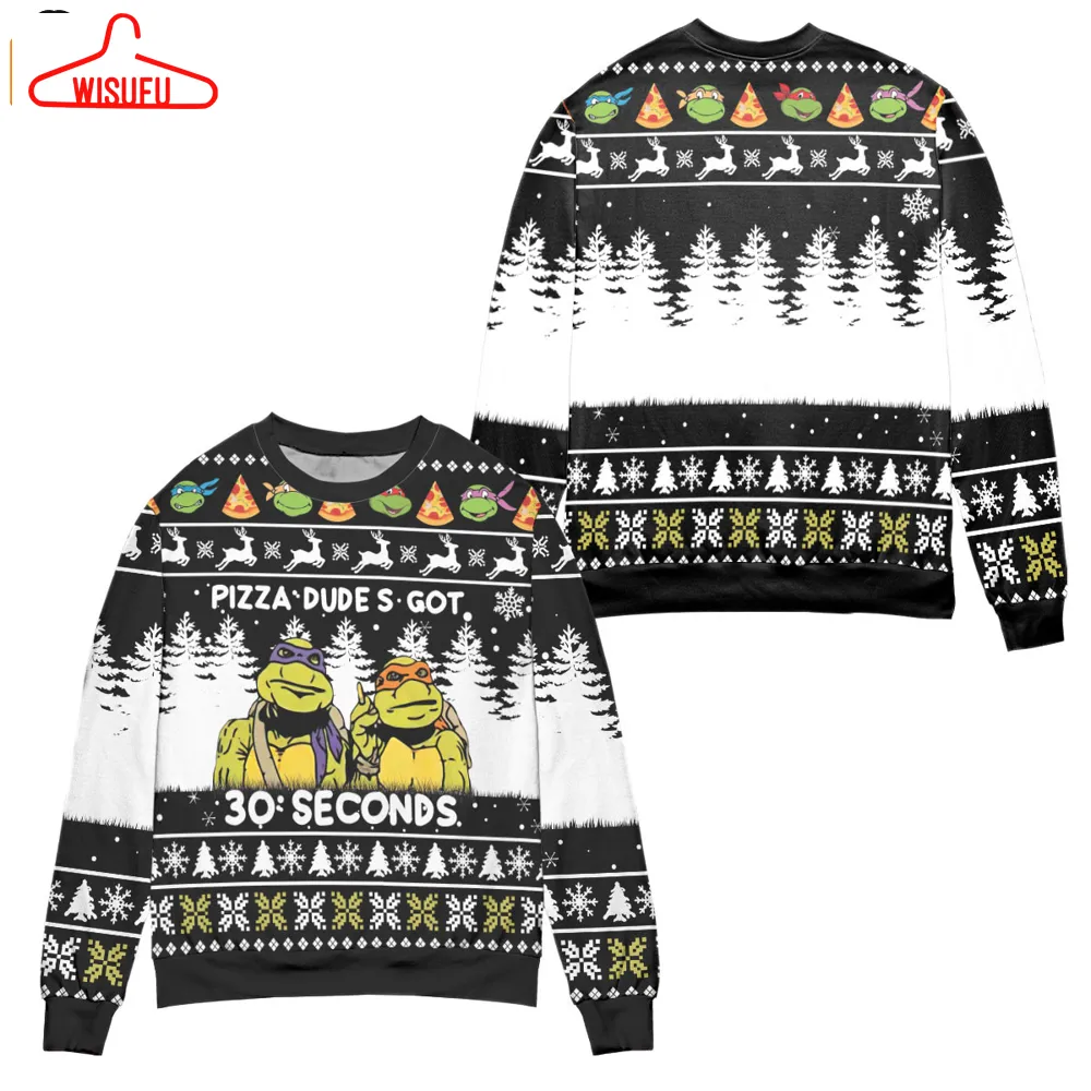 Teenage Mutant Ninja Turtles Pizza Dude's Got 30 Seconds Ugly Christmas Sweater