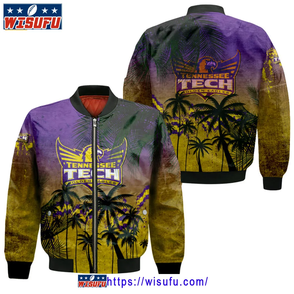 Tennessee Tech Golden Eagles Coconut Tree Tropical Grunge Bomber Jacket