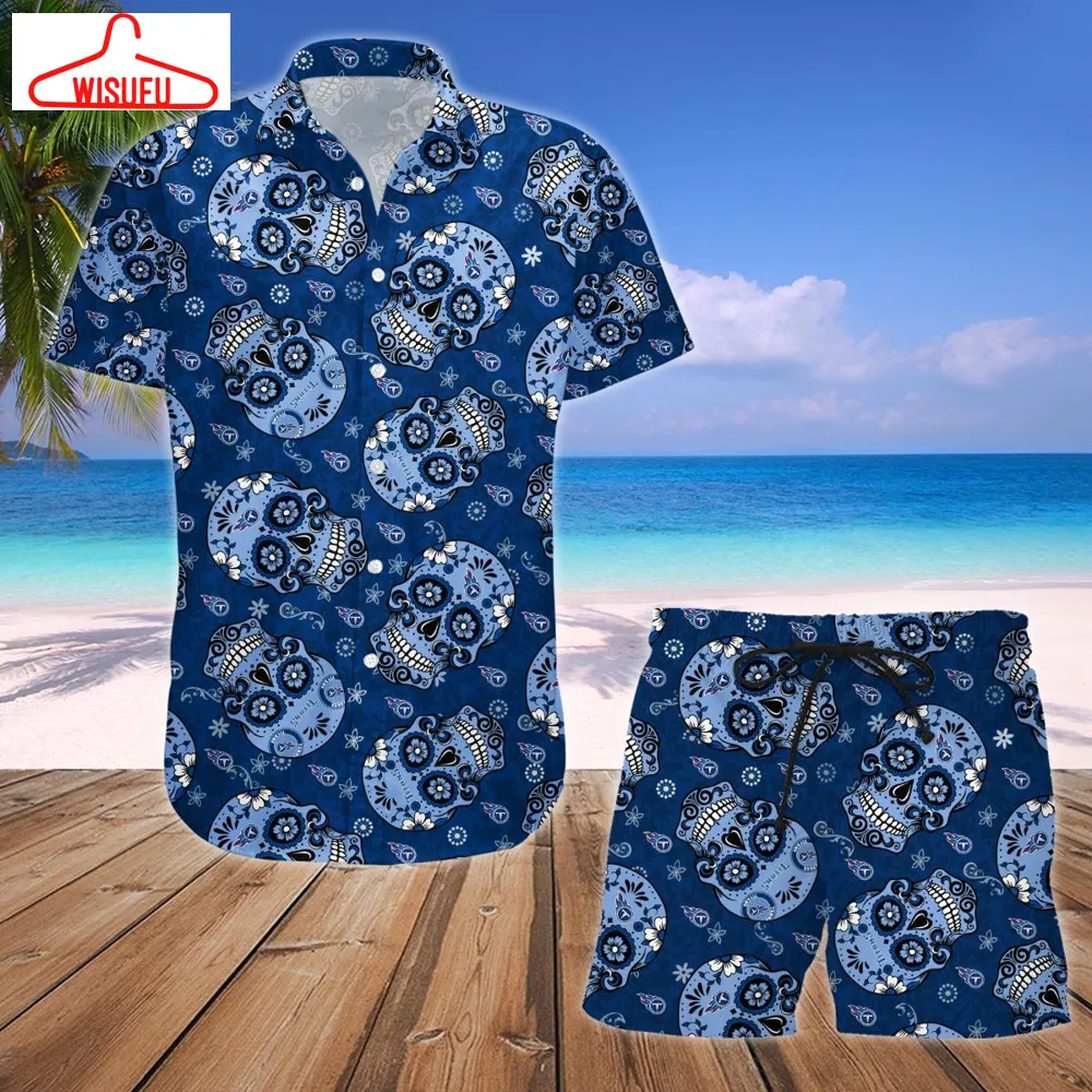 Tennessee Titans Nfl Skull Hawaiian Shirt And Short, New Fashion Gifts