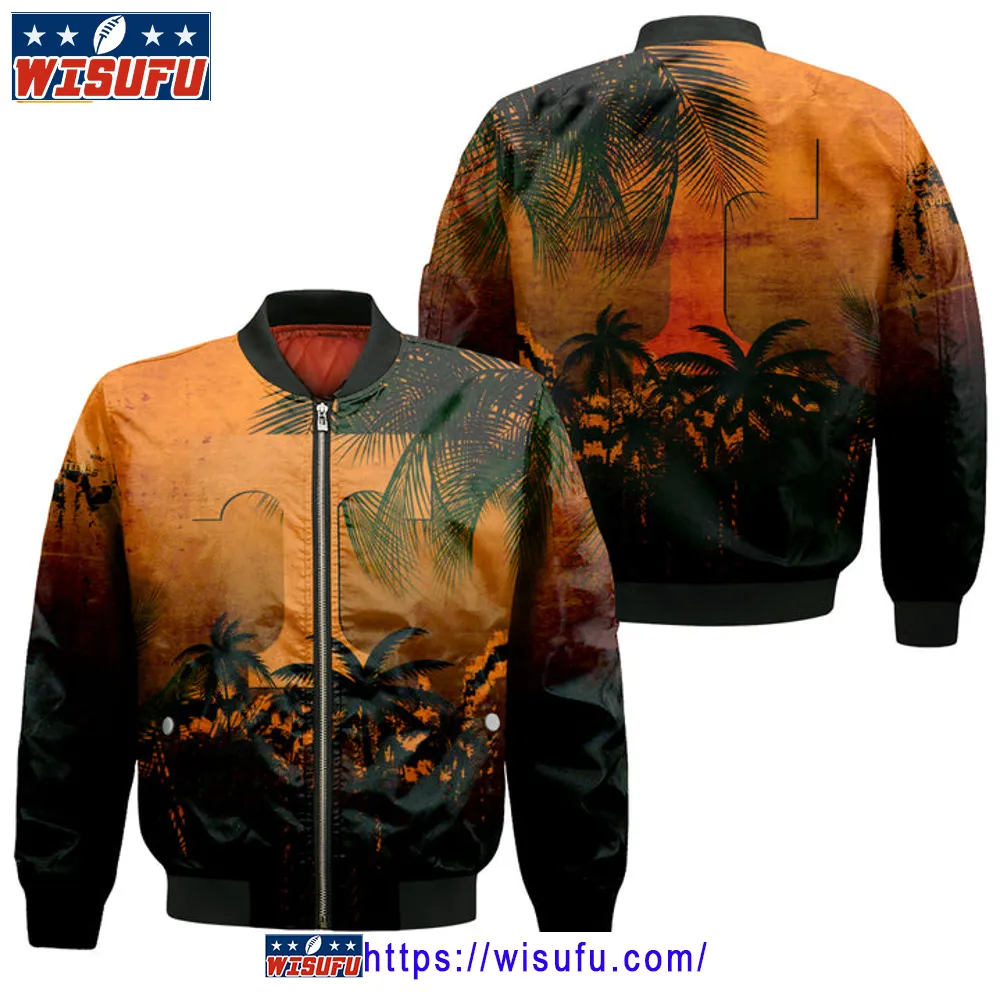 Tennessee Volunteers Coconut Tree Tropical Grunge Bomber Jacket