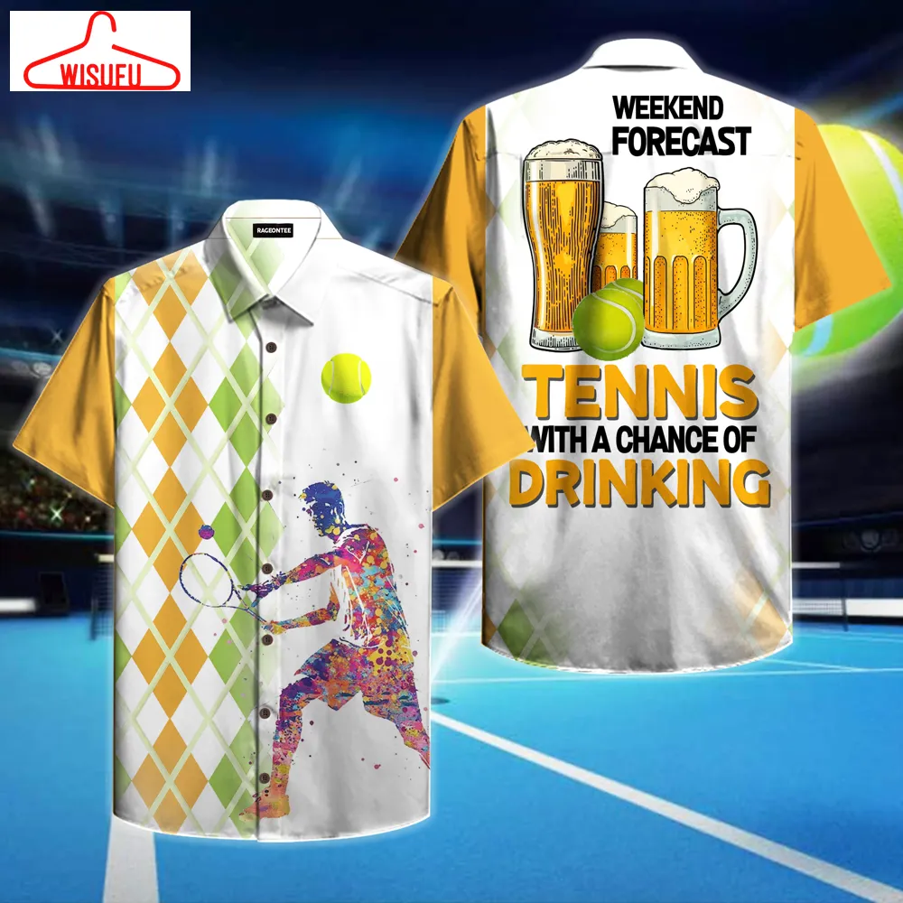 Tennis With A Chance Of Drinking Hawaiian Shirt Pre11044, New Hawaiian Holiday Outfits, New Fashion Gifts