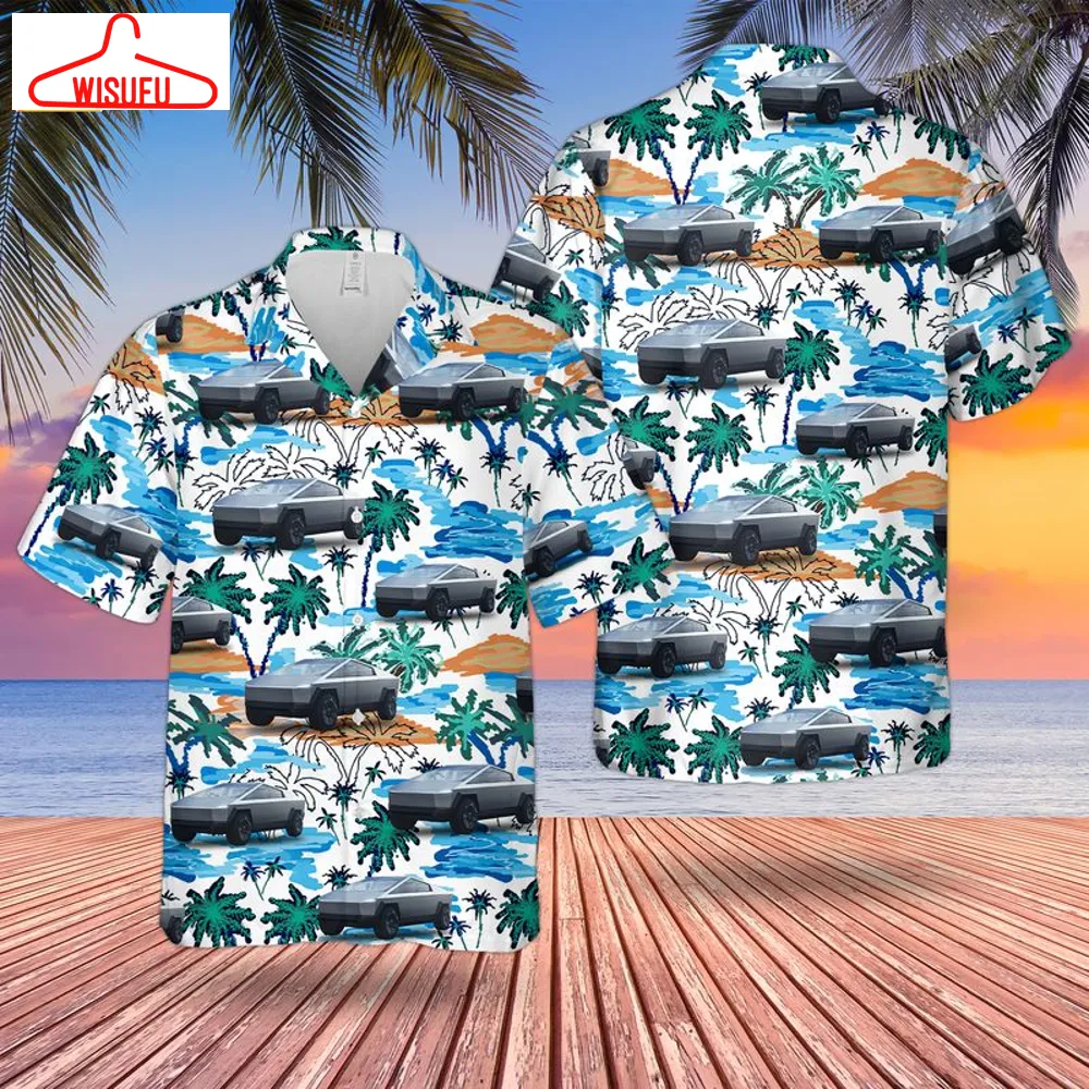 Tesla Cybertruck Palm Tree Hawaiian Shirt, New Fashion Gifts