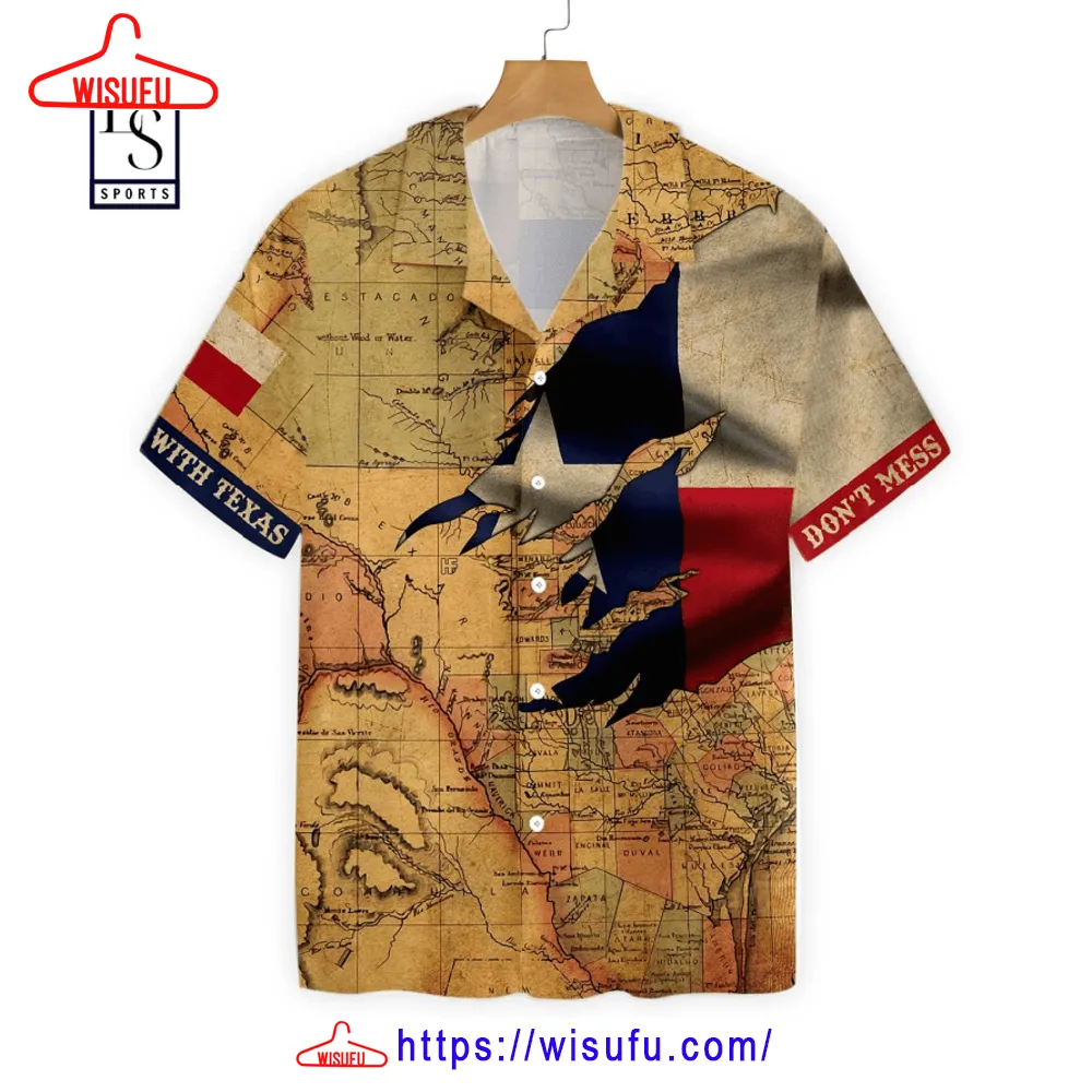 Texas Flag And Map Dont Mess With Texas Hawaiian Shirt, New Fashion Gifts