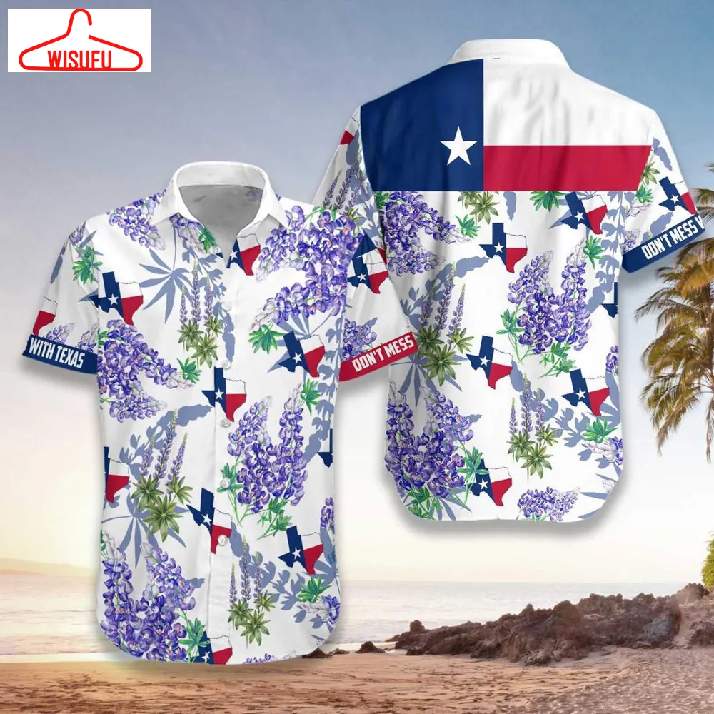 Texas Flag Bluebonnets Hawaiian Shirt - For Men & Women - Adult - Hw5391, New Hawaiian Holiday Outfits, New Fashion Gifts