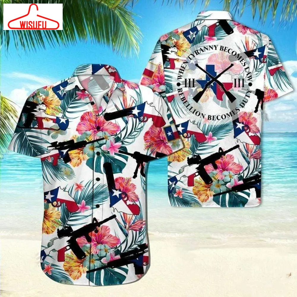 Texas Gun Duty Floral Aloha Hawaiian Shirt, New Hawaiian Holiday Outfits, New Fashion Gifts