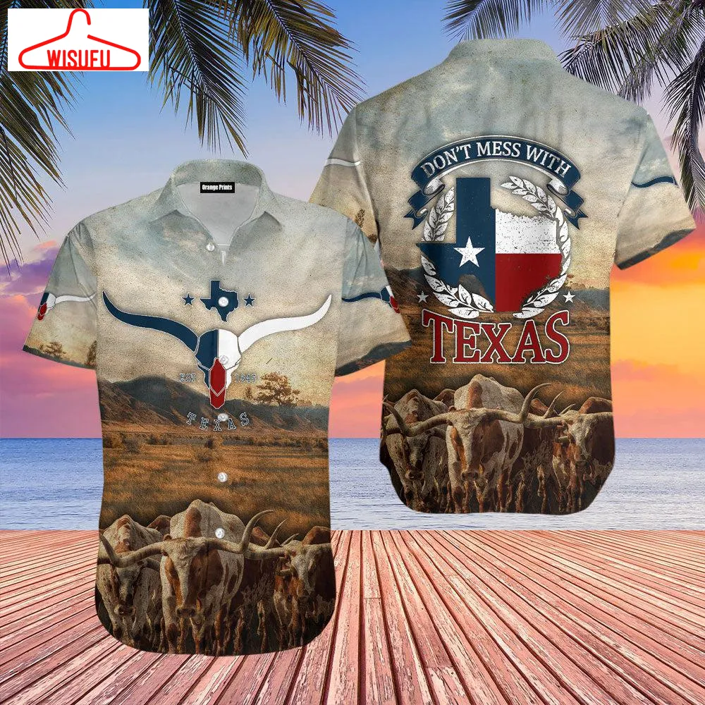 Texas Longhorn DonÂt Mess With Texas Hawaiian Shirt - For Men & Women - New Winter Fashion Shirt Gift For Family, New Fashion Gifts